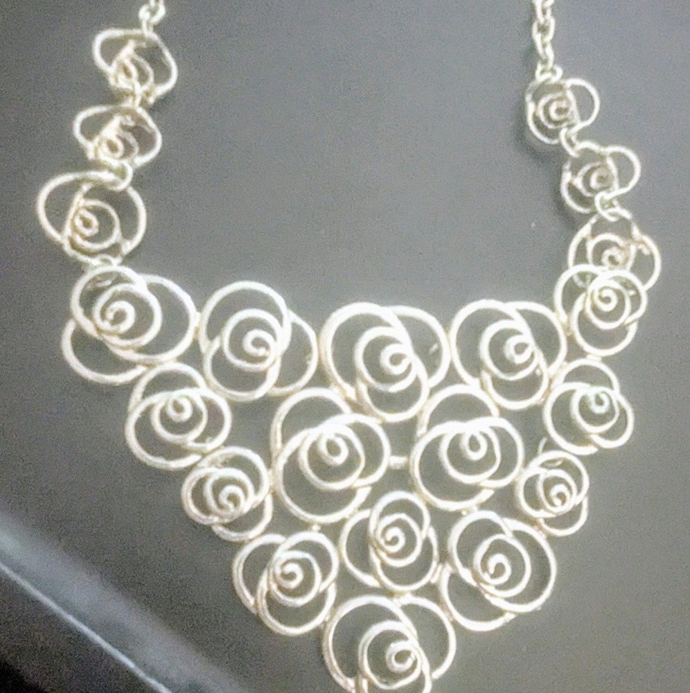 3 silvertone NY & Co. necklaces